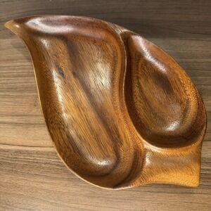 Vintage 1960's MCM Blair‎ Honolulu Hawaii Monkey Pod Serving Tray Signed 15"